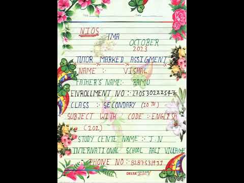 nios tma tutor marked assignment front page October 2023 mobile number 8287531931
