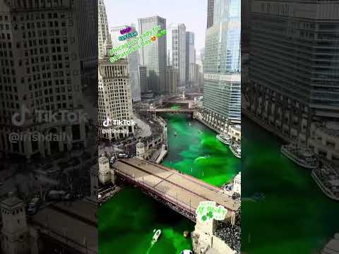 HAPPY ST. PATRICK&#039;S DAY 2025! 💚🤍🧡☘️🍀🪙Chicago River being dyed GREEN 🟩again for 2025