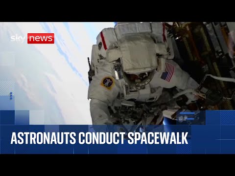NASA astronauts on spacewalk at International Space Station