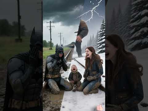 Giant Guardian in Snowy Chaos: Family Faces Stormy Railway Peril! #spiderman#shorts #daring
