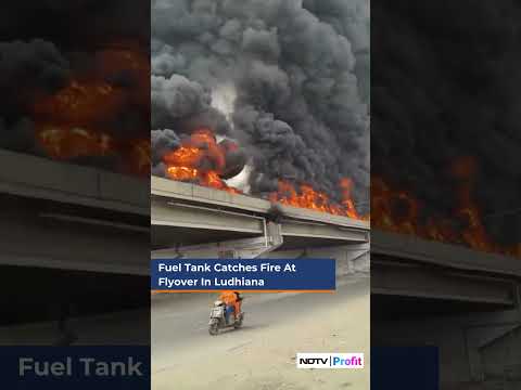 Fuel Tank Catches Fire At Flyover In Ludhiana | NDTV Profit #shorts #viral