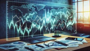 Generate a realistic high-definition image of a conceptual representation of oil market volatility, depicted as a dynamic, zig-zag or roller coaster-like line graph that indicates key levels to watch. The line graph should be complex indicating both high and low points, in the context of financial market, to signify market volatility. The graph should be overlaid on a global map, symbolizing the worldwide relevance and influence of oil markets. The backdrop could be a desk with a computer, financial newspapers and a cup of coffee, providing a professional look to the scene.